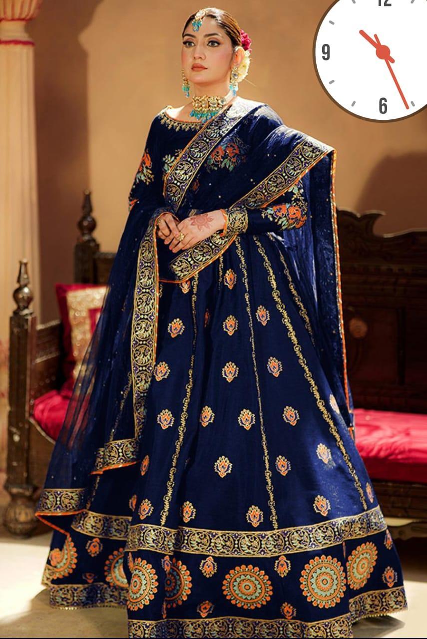 LuxuriousSilk Lehenga Choli Set - 4 Pcs Embroidered Ensemble